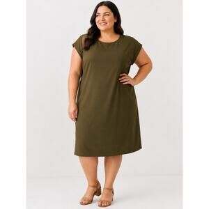 NWT Emery Rose Olive Green Midi T-Shirt Dress Size 2XL